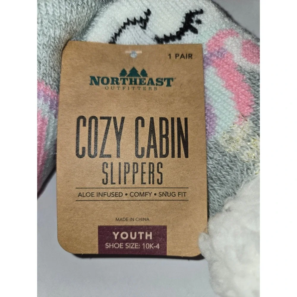 Northeast Outfitters Cozy Cabin Unicorn Slippers Youth‎ Size 10K-4 Gray